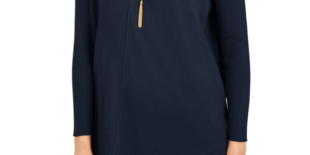 Style & Co Women's Seam Front Tunic Sweater Blue Size PP