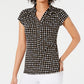 Charter Club Women's Short Sleeve Printed Polo Top  Black Size X-Large