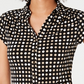 Charter Club Women's Short Sleeve Printed Polo Top  Black Size X-Large