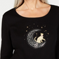 Karen Scott Women's 3/4-Sleeve Embellished Cotton Top Black Size X-Large