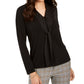 Charter Club Women's Tie Neck Top Black Size Small