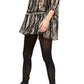 Free People Women's Printed 3/4 Sleeve Square Neck Tunic Top Black Size Small