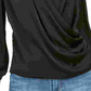 Band Of Gypsies Women's Draped Long Sleeve Button Cuff Top Black Size X-Large