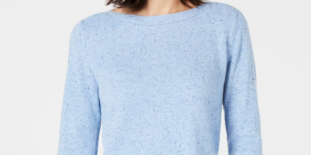 Karen Scott Women's Textured Tunic Sweater Blue Size Large