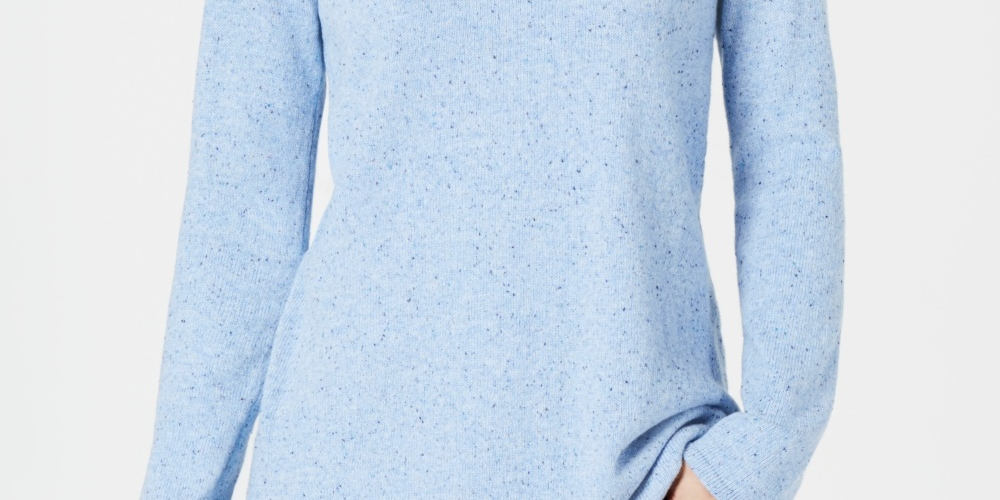 Karen Scott Women's Textured Tunic Sweater Blue Size Large