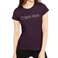 Calvin Klein Women's Studded-Logo T-Shirt Purple Size X-Large