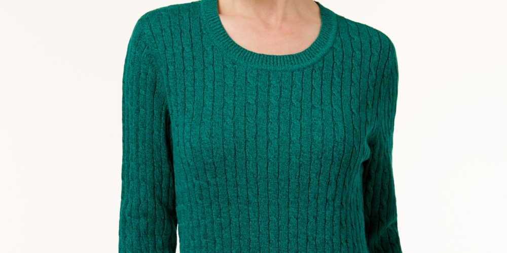 Karen Scott Women's Cotton Marled Knit Sweater Green Size X-Small