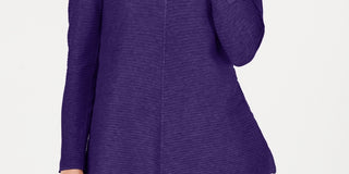 Alfani Women's Ribbed Snap Detail Sweater Purple Size PL
