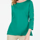 Charter Club Women's Supima Cotton Embellished Top Green Size Medium