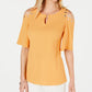 JM Collection Women's Crinkle Texture Cold Shoulder Blouse Yellow Size X-Small