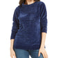 Karen Scott Women's Petite Envelope-Neck Chenille Sweater Blue Size Petite