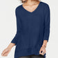 Style & Co Women's Chiffon Hem Top Blue Size PS