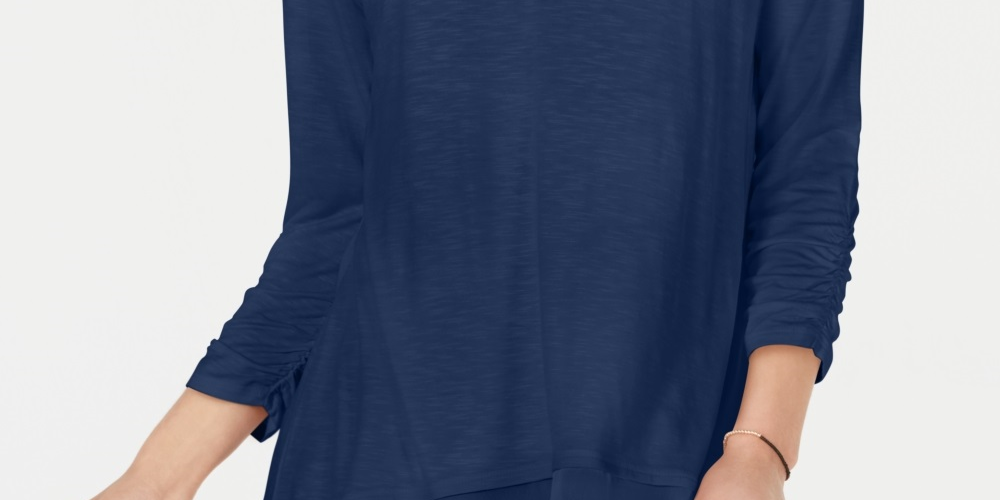 Style & Co Women's Chiffon Hem Top Blue Size PS