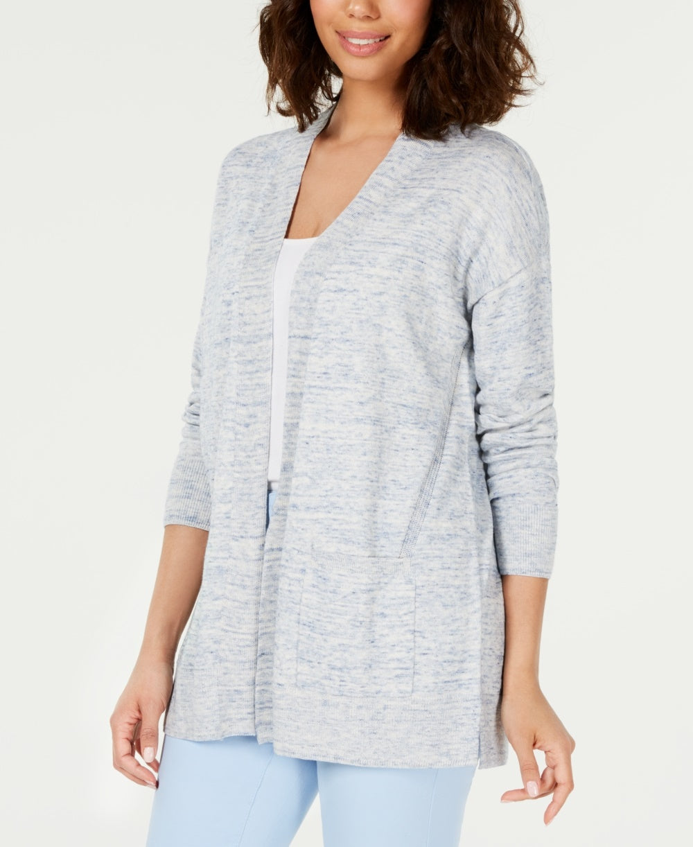Charter Club Women's Cotton Chambray Open Front Cardigan Blue Size X-Large