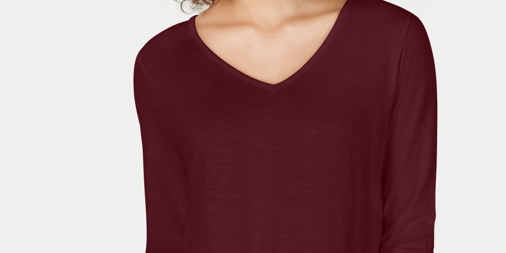 Style & Co Women's Chiffon Hem Top Red Size Petite Small