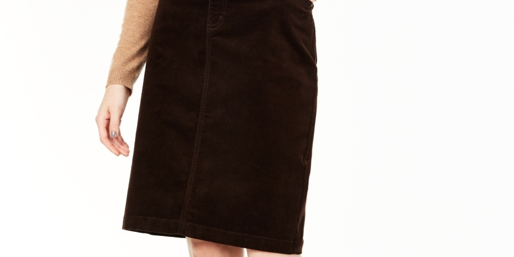 Charter Club Women's Corduroy Tummy Control Skirt Brown Size 4