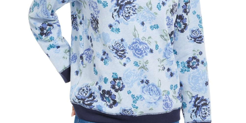 Karen Scott Women's Sport Key Garden Fleece Sweatshirt Blue Size X-Small