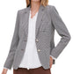 Tommy Hilfiger Women's Two Button Houndstooth Blazer Grey Size 0