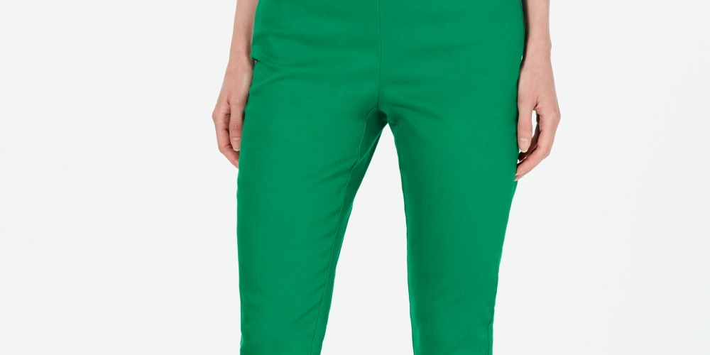 Charter Club Women's Chelsea Stretch Twill Skinny Pants Green Size 6 Petite