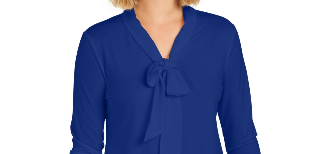 Charter Club Women's Woven Tie Top Blue Size X-Small