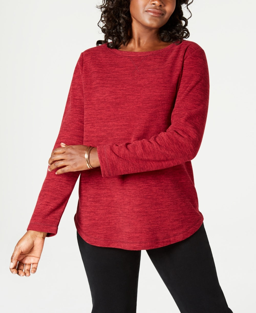 Karen Scott Women's Petite Marled Sweatshirt  Medium Red Size PS