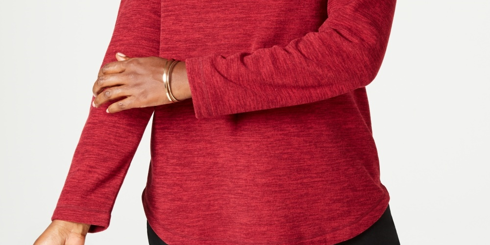 Karen Scott Women's Petite Marled Sweatshirt  Medium Red Size PS