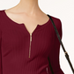 INC International Concepts Women's Zip Henley Wine PL