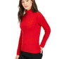 Charter Club Women's Ribbed Solid Long Sleeve Turtle Neck Sweater Red Size Petite Medium