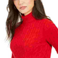 Charter Club Women's Ribbed Solid Long Sleeve Turtle Neck Sweater Red Size Petite Medium