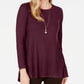 Style & Co Women's Pleated High Low Sweater Red Size Petite Small