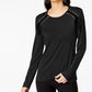INC International Concepts Women's Ribbon Laced Sweatshirt Black Size Petite Medium