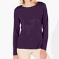 Karen Scott Women's Solid Long Sleeve Crew Neck Blouse Top Purple Size Petite Large