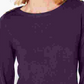 Karen Scott Women's Solid Long Sleeve Crew Neck Blouse Top Purple Size Petite Large