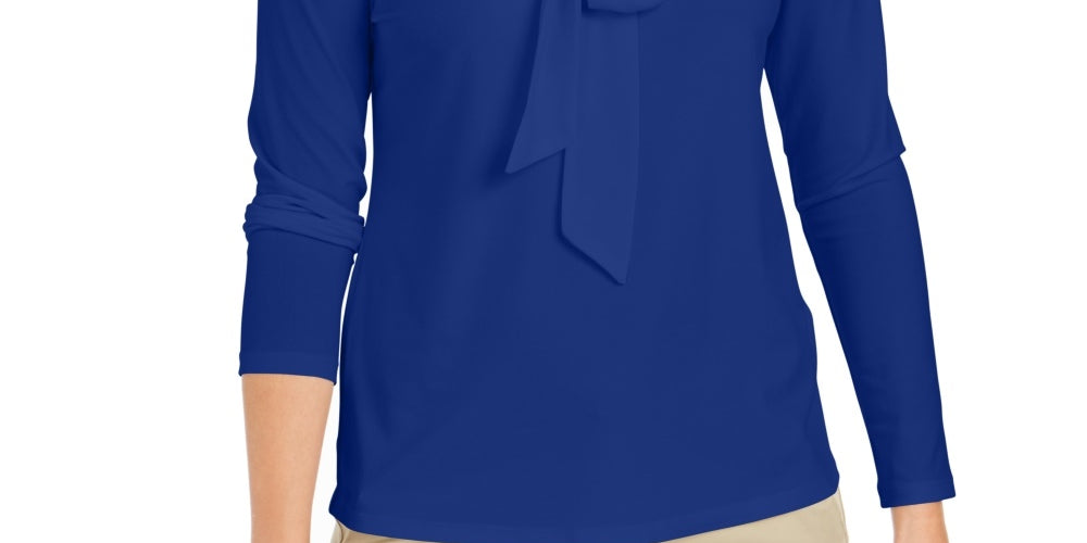 Charter Club Women's Woven Tie Top Blue Size X-Large