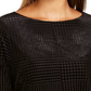 Charter Club Women's Patterned Long Sleeve Boat Neck Blouse Evening Top Black Size PL