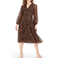 Tommy Hilfiger Women's Flocked MIDI Dress Brown Size 16