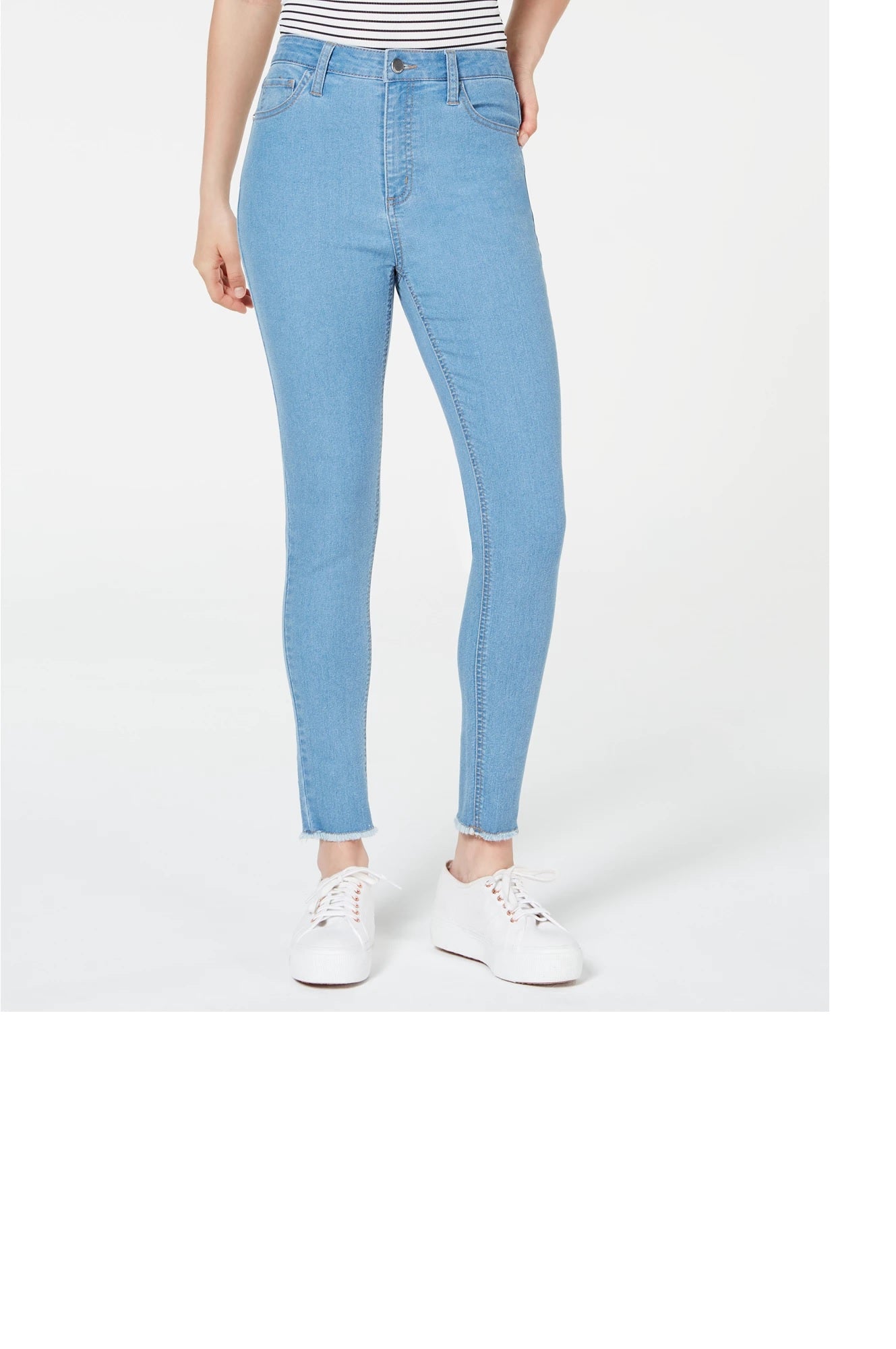 Tinseltown Junior's High Rise Raw Hem Skinny Jeans Blue Size 15