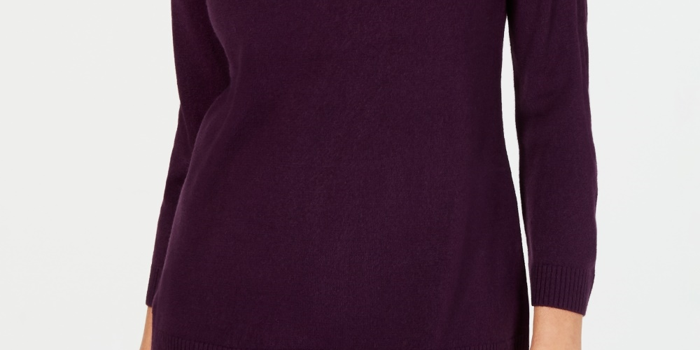 Karen Scott Women's Petite V-Neck Sweater Purple Size Petite