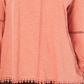 Style & Co Women's Petite Crochet-Trim Bell-Sleeve Top Orange Size PM