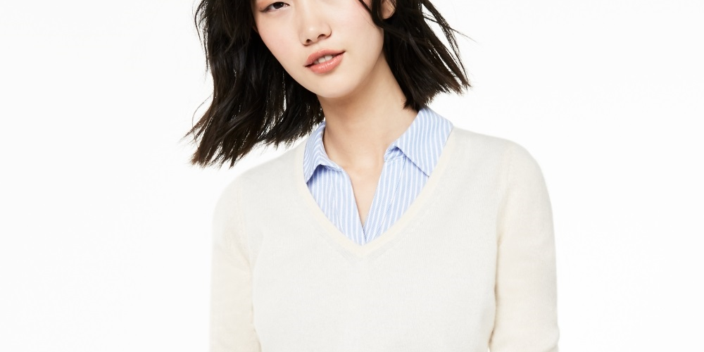 Charter Club Women's V Neck Cashmere Sweater Size PL