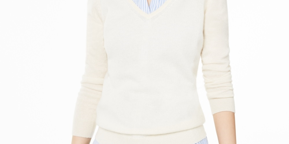 Charter Club Women's V Neck Cashmere Sweater Size PL