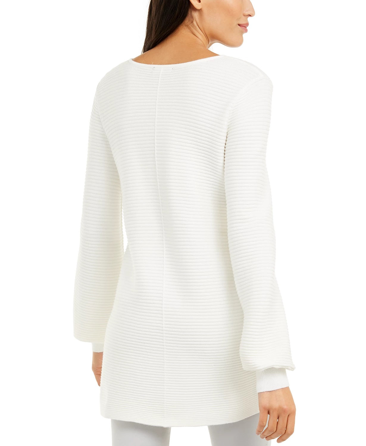 Alfani Women's Petite Ribbed-Knit Tunic Sweater Natural PS