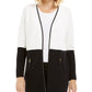 Charter Club Women's Petite Faux Leather Trim Colorblock Cardigan White Size Petite X-Large