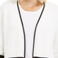 Charter Club Women's Petite Faux Leather Trim Colorblock Cardigan White Size Petite X-Large