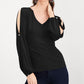 INC International Concepts Women's Split-Sleeve Rhinestone-Button Top Black Size Petite Small