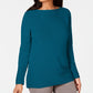 Karen Scott Women's Cotton Boat Neck Sweater Blue Size X-Small