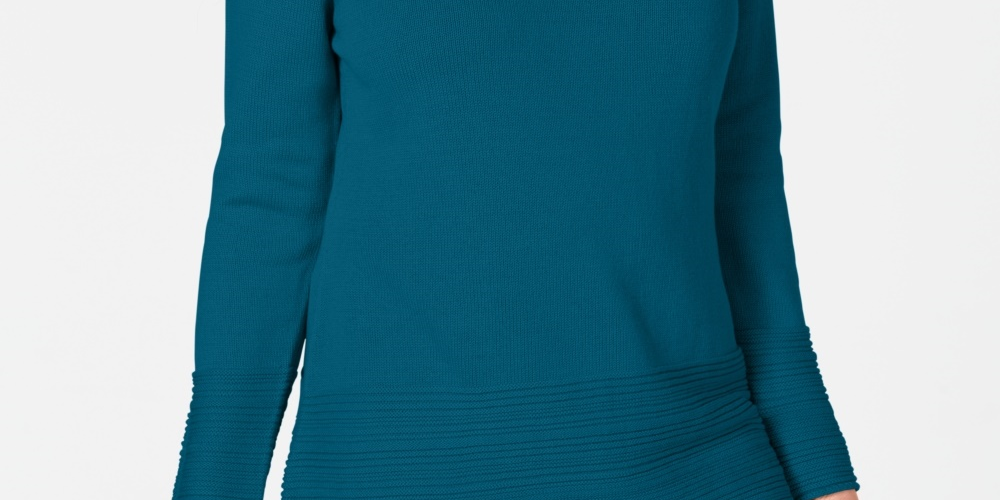 Karen Scott Women's Cotton Boat Neck Sweater Blue Size X-Small