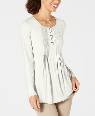 Style & Co Women's Pintuck Top Beige Size PP