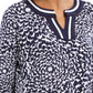 Charter Club Women's Printed Crochet Trim Tunic Top Blue Size X-Small