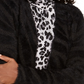 JM Collection Women's Animal Print Eyelash Cardigan  Black Size Petite Small